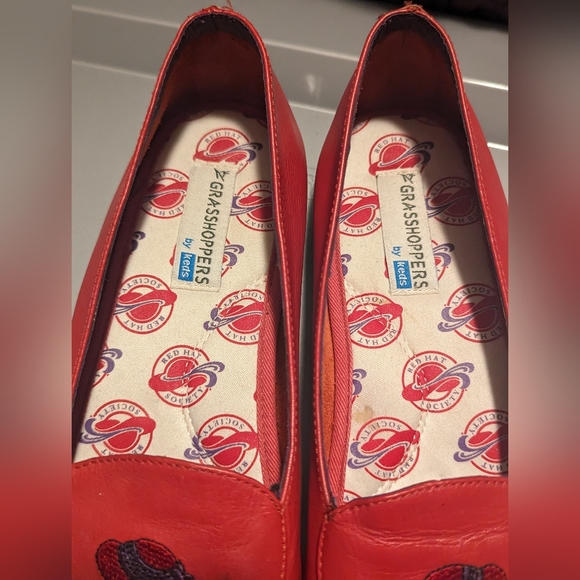 Vintage Grasshoppers by Keds Red Hat Society Leather Slip-Ons - Picture 3 of 5